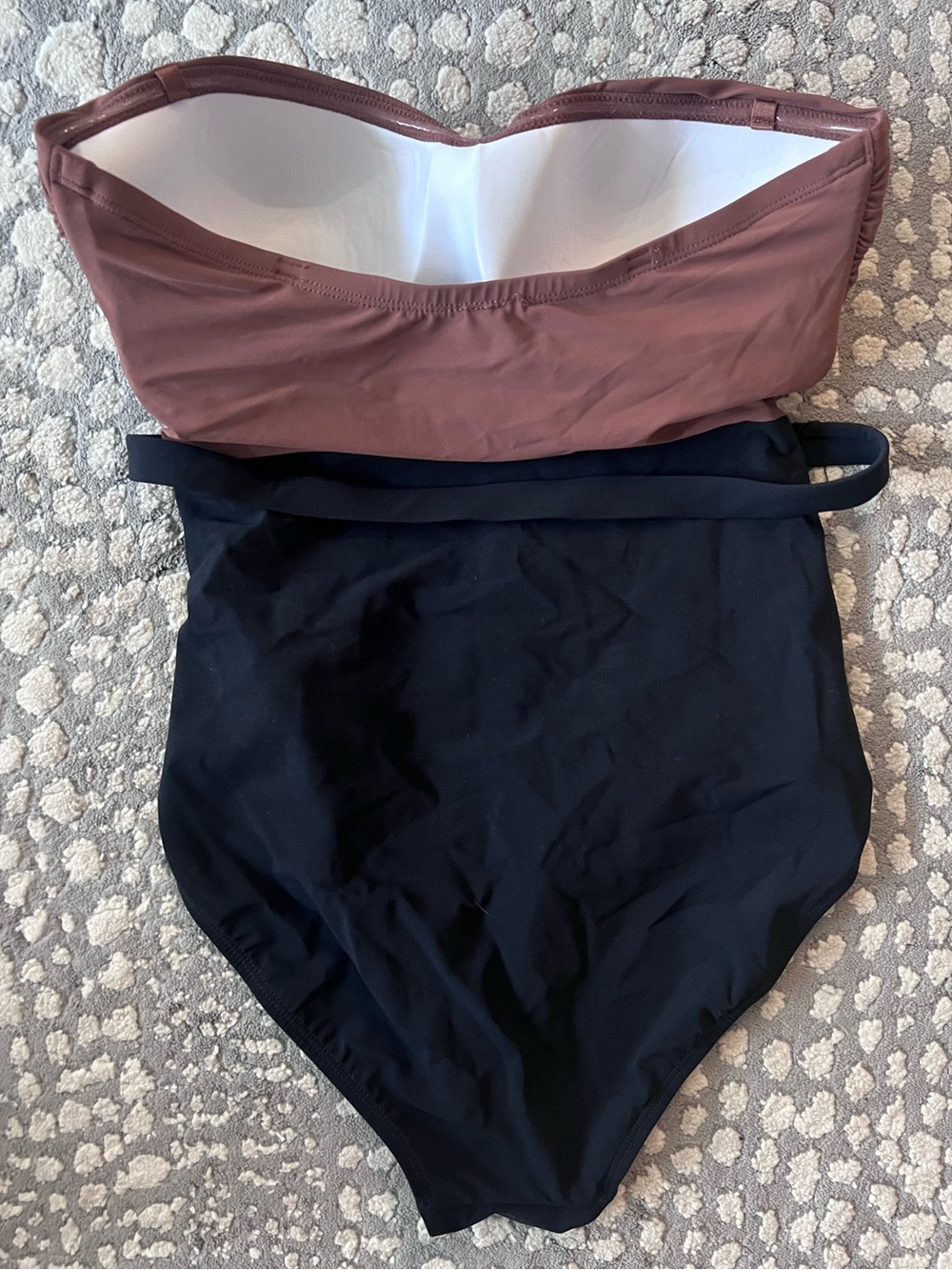 NWT Jets Seafolly Versa Strapless One-Piece Belted Swimsuit Brown/Black Size 8 - Picture 3 of 5